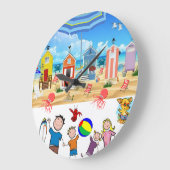 ビーチおもしろいタコ ラージ壁時計 (傾斜)