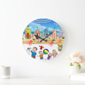 ビーチおもしろいタコ ラージ壁時計 (ホーム)