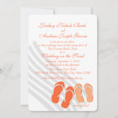 ビーチおもしろいトロピカオレンジデスティネーションウェディング 招待状 (正面)