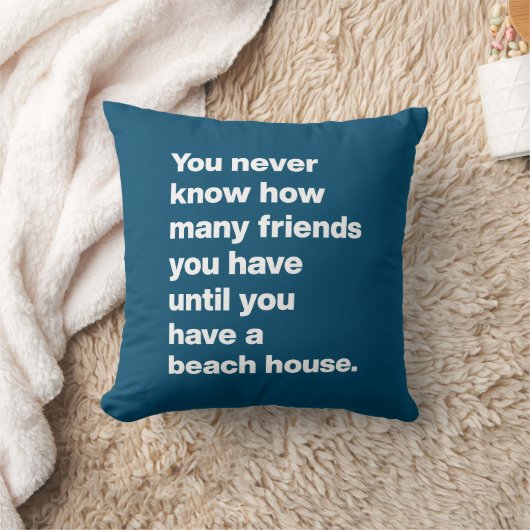 ビーチおもしろいハウスフレンズ引用文タイポグラフィブルー クッション (ブランケット)