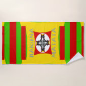 ビーチおもしろいパーティーレッドゴールデングリーン ビーチタオル (正面)