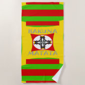 ビーチおもしろいパーティーレッドゴールデングリーン ビーチタオル (正面)