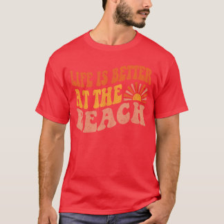ビーチおもしろいレトロ70年代の夏は生活が良い Tシャツ