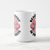 ビーチおもしろい体ダイエットフィットネスユーモフラミンゴ コーヒーマグカップ (中央)