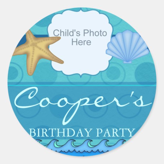 ビーチおもしろい写真シール ラウンドシール (正面)