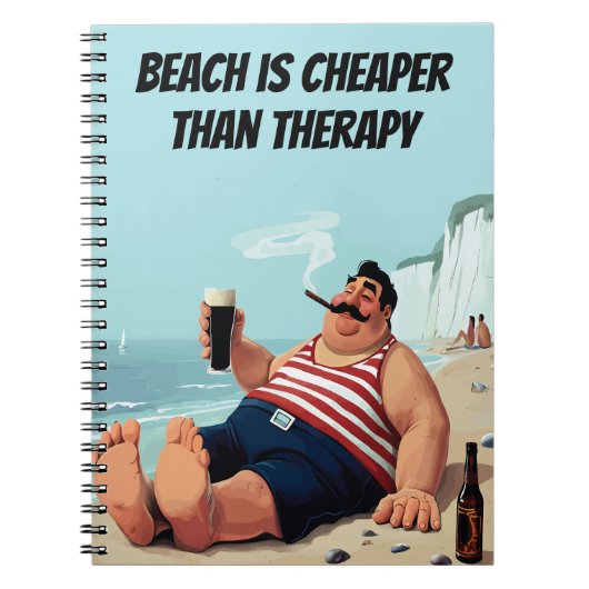 ビーチおもしろい引用文、ビールを持った男、 ノートブック (正面)