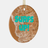 ビーチおもしろい,波,海,アウトドアアドベンチャー セラミックオーナメント (右)