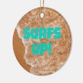 ビーチおもしろい,波,海,アウトドアアドベンチャー セラミックオーナメント (左)
