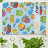 ビーチおもちゃアイコン キッチンタオル (折り畳み)