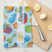 ビーチおもちゃアイコン キッチンタオル (四つ折り)