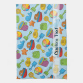 ビーチおもちゃアイコン キッチンタオル (縦)