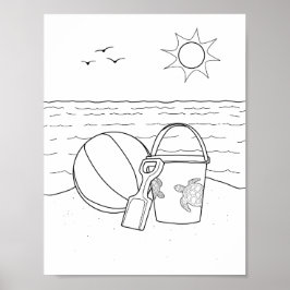 ビーチおもちゃ大人着色ポスター ポスター