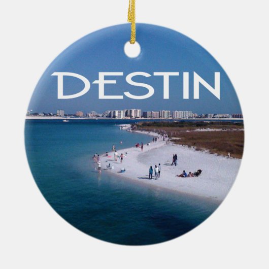 ビーチおよびスカイラインのDestinフロリダの写真 セラミックオーナメント (裏面)