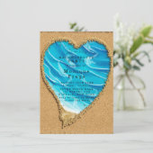 ビーチおよび砂ハートバチェロレッテ招待状 招待状 (スタンド正面)