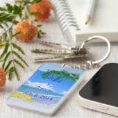 ビーチおよび青空の結婚は感謝していしています キーホルダー (正面右)