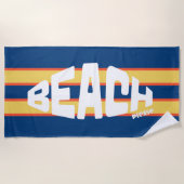 ビーチおストライプの願い青と黄色のビーチタオル ビーチタオル (正面)