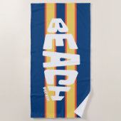 ビーチおストライプの願い青と黄色のビーチタオル ビーチタオル (正面)