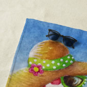 ビーチお洒落ベーブフラミンゴ2号水彩画 ビーチタオル (インサイチュ)