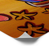 ビーチお洒落傘フォークアートポスター ポスター (角)