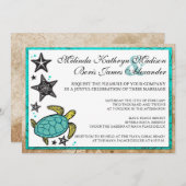 ビーチお洒落先結婚招待状 招待状 (正面/裏面)