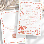 ビーチお洒落赤手描きQR RSVP結婚's 招待状<br><div class="desc">このおもしろいとビーチ結婚式の招待で特別な日を楽しめスタイリッシュる！シンプルのオリジナルやお洒落手描きの貝殻、波、海岸の魅力を描いたドードルのスケッチを特徴とし、このデザインはあなたのお祝いによくはしゃぐエネルギーをもたらす。スクリプトのフォントと鮮明な白い背景に柔らかい波状の赤いフレームは、風が弱い、モダンtouch、海辺、熱帯、または目的地の結婚式に最適。RSVPソリューションを使用したフレンドリー予算：バックにはRSVPに対する迅速な応答のためのQRコードが備えられている。あなたは結び目を海で結ぶか、単にビーチの雰囲気を愛するかにかかわらず、この招待は喜びを共有する簡単を作る。Zazzleの組み込みデザインツールを使用して、数分でオンラインでカスタマイズし、ダウンロードや特別なソフトウェアは必要ない。名前、日付、場所、すべての重要な詳細を少しだけ更新しクリックて。お客様の家高品質に届けられる印刷招待状か、自宅で電子メールまたは印刷するための便利なデジタルダウンロードオプションのいずれかを選択する。RSVPソリューション付きオリジナル手描きビーチをテーマにしたイラスト予算フレンドリー：バックはQRコードを備え迅速なRSVP応答のためのQR、その時間とお金を印刷された返信カードに救は、波状のフレームに表示リラックス、完全にカスタマイズ可能なラインにデザインやビーチ不要、熱帯、または結婚式ののの印刷ののデジタルののを最適印刷の印刷！今日カスタマイズから始め、ビーチ結婚式のビジョンを実現！</div>