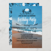 ビーチお洒落&ブルーシーサイドバースデーパーティー 招待状 (正面/裏面)