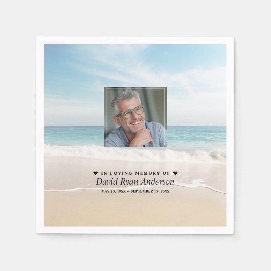 ビーチお祝い生涯写真葬儀記念館 スタンダードカクテルナプキン (正面)