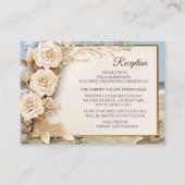 ビーチお祝い白い花と真珠 エンクロージャーカード (正面)