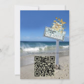 ビーチお祝い白い花と真珠 招待状 (裏面)