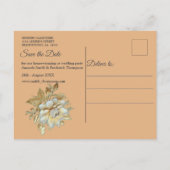 ビーチお祝い白い花と真珠 案内ポストカード (裏面)