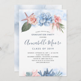 ビーチお祝い |熱帯卒業パーティー 招待状