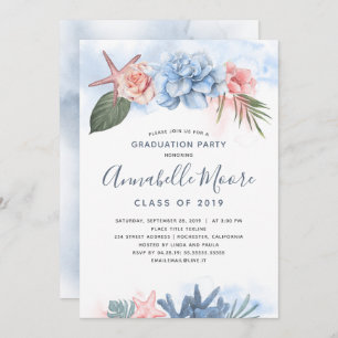 ビーチお祝い  熱帯卒業パーティー 招待状