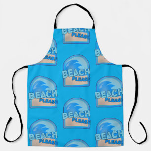 ビーチお願いおもしろい夏のおもしろい波のロゴ エプロン