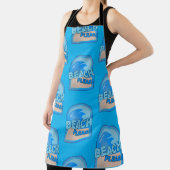 ビーチお願いおもしろい夏のおもしろい波のロゴ エプロン (インサイチュ)