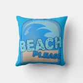 ビーチお願いおもしろい夏のおもしろい波のロゴ クッション (裏面)