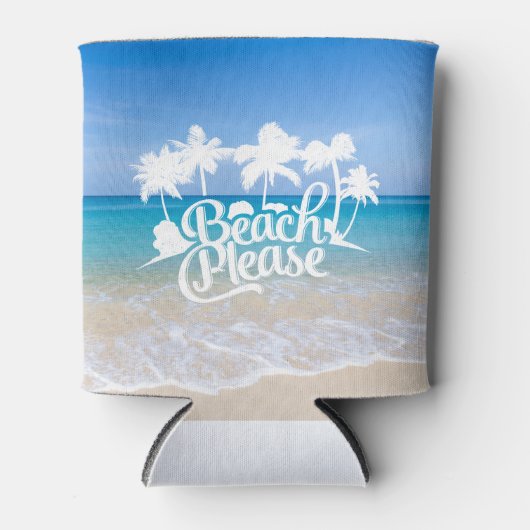 ビーチお願いおもしろい引用文 缶クーラー (正面)