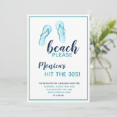 ビーチお願いターコイズビーチサンダル30th誕生日 招待状 (スタンド正面)