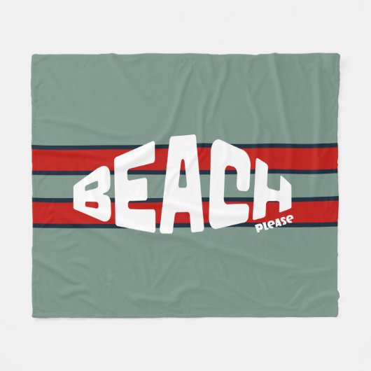 ビーチお願いダスティブルーとレッド フリースブランケット (正面(横))