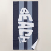 ビーチお願いネイビーブルーとホワイトビーチタオル ビーチタオル (正面)