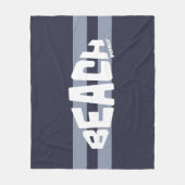 ビーチお願いネイビーブルーとホワイト フリースブランケット (正面)