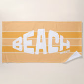 ビーチお願いピーチピンクストライプのビーチタオル ビーチタオル (正面)