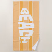 ビーチお願いピーチピンクストライプのビーチタオル ビーチタオル (正面)