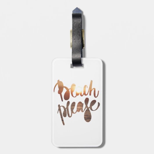 ビーチお願い、おもしろいタイポグラフィと引用文 ラゲッジタグ (裏面縦)