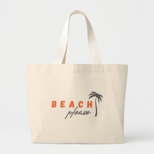 ビーチお願い。ヤシの木。トートバッグ ラージトートバッグ (正面)