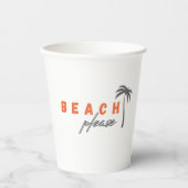 ビーチお願い。ヤシの木。紙カップパーティー用品 紙コップ (正面)