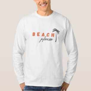 ビーチお願い。ヤシの木。長袖Tシャツ Tシャツ