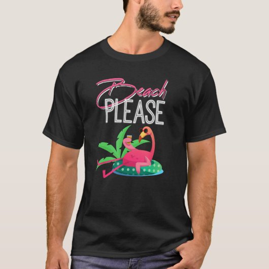 ビーチお願おもしろいいメンズ&ウィメンズティーFlamingo Tシャツ (正面)