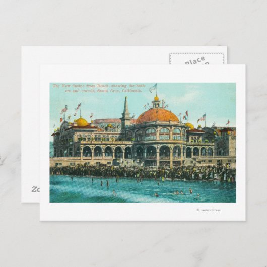 ビーチからの新しいカジノの外部ビュー ポストカード (正面/裏面)