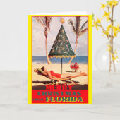 ビーチからメリークリスマス カード (黄色い花)