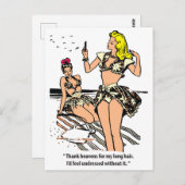 ビーチかわいらしの女性，ユーモア，ヴィンテージ ポストカード (正面/裏面)